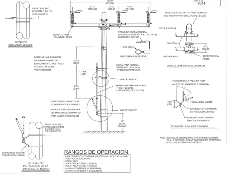 Partes de un poste de luz cfe